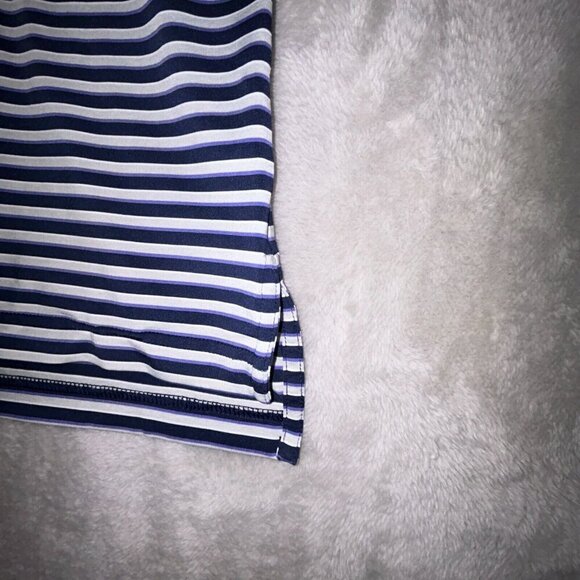 Peter Millar Polo Golf Shirt Mens XL Purple/Black Striped Embroidered Stretch - Picture 3 of 6